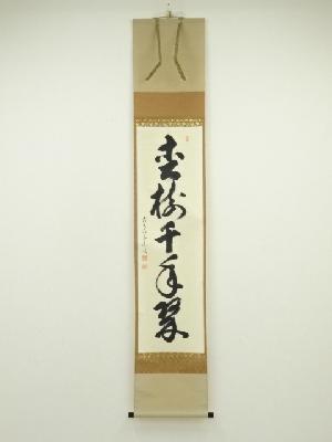 前大徳　足立泰道筆　「松樹千年翠」一行書　肉筆紙本掛軸（共箱）